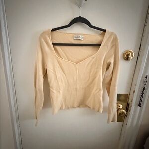 Abercrombie & Fitch Cream Ribbed Knit Top